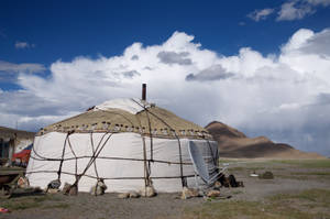Tent In Tajikistan Field Wallpaper