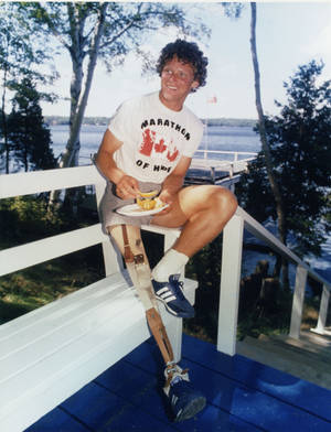 Terry Fox On White Bench Wallpaper