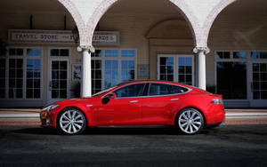 Tesla Model S Building Archway Wallpaper