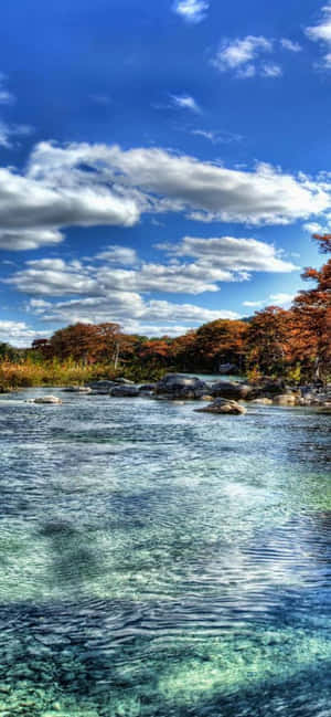 Texas Iphone White Clouds Lake Wallpaper