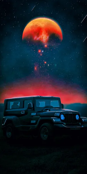 Thar 4k Red Moon Art Wallpaper