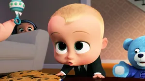 The Boss Baby With His Trusted Blue Teddy Wallpaper