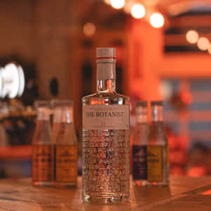 The Botanist Islay Dry Gin Drink And Liquors On Bar Wallpaper