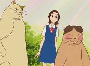 The Cat Returns Movie Poster Featuring Haru, Lune, Muta, And Baron Wallpaper