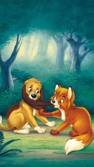 The Endearing Friendship Between Tod And Copper In The Fox And The Hound Wallpaper