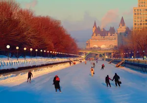 The Frozen Rideau Canal In Ottawa Wallpaper