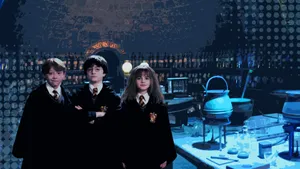 The Golden Trio Hogwarts Aesthetic Wallpaper