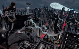 The Iconic Bat Signal Lights Up The Night Sky Wallpaper