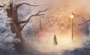 The Iconic Lamp Post - Pathway To Narnia Wallpaper