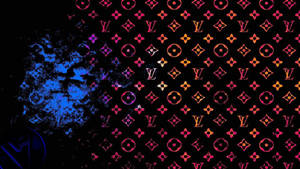 The Iconic Louis Vuitton Logo, Illuminated In A Rainbow Of Vibrant Neon Colors. Wallpaper