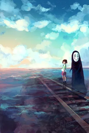 The Joys Of Friendship - Chihiro And No-face From Spirited Away Wallpaper