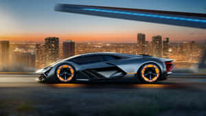 The Lamborghini Aventador S Concept Is Driving Down The Road Wallpaper