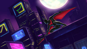 “the Neon Nights Of Gotham City Haunt Batman Beyond's Neon Dreams.” Wallpaper