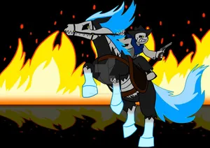 The Outlaw Skull Riding On Magical Undead Horse Wallpaper