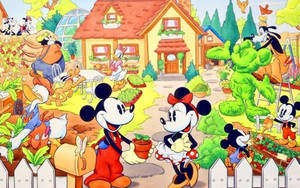 The Perfect Family: Mickey, Minnie And Their Laughing Little Girl. Wallpaper