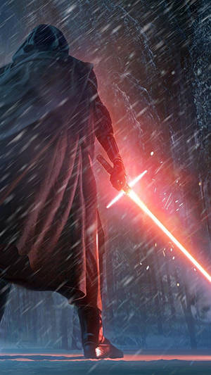 The Power Of The Dark Side: Kylo Ren And His Lightsaber Wallpaper