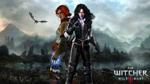 “the Power Of Three: Triss, Yennefer, And Geralt Of Rivia” Wallpaper