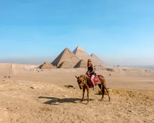 The Pyramids Of Giza Tourist On A Horseback Wallpaper