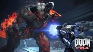 The Ultimate Hell Warrior - The Baron Of Hell In Doom Eternal Wallpaper