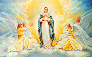 The Virgin Mary In Heaven Wallpaper