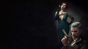 The Witcher 1920x1080 Geralt Triss Black Aesthetic Wallpaper