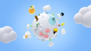 These Kakao Friends Are Enjoying A Magical Adventure In The Clouds Wallpaper