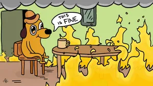 This Is Fine Meme With Burning Kitchen Wallpaper