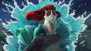 This Mermaid Cat Has The Cutest Meow In The Ocean! Wallpaper