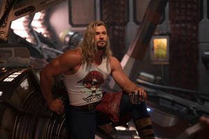 Thor Love And Thunder Muscular Thor Wallpaper