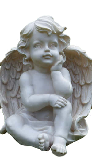 Thoughtful Cherub Statue Wallpaper