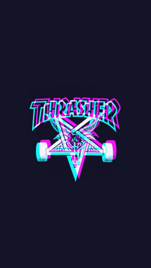 Thrasher Glitch Neon Logo Wallpaper