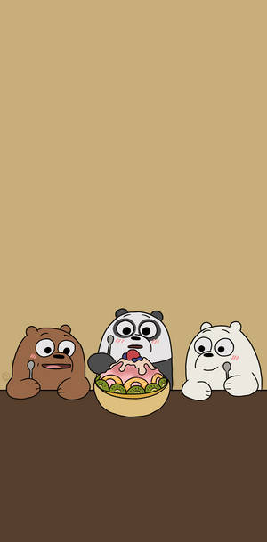 Three Bears Eating Ice Cream Wallpaper