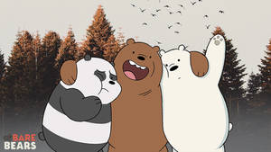 Three Bears In The Forest Wallpaper