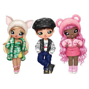 Three Cartoon Dolls With Different Outfits Wallpaper