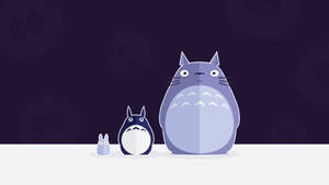 Three Indigo Totoro On A Sunny Day Wallpaper