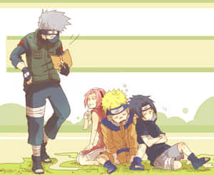 Three's Company - Kakashi, Naruto, And Sasuke Team Up Wallpaper
