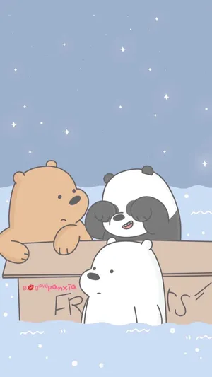 Three We Bare Bears Stranded Wallpaper