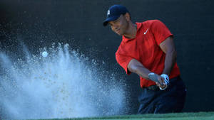 Tiger Woods Masters Hitting Sand Wallpaper