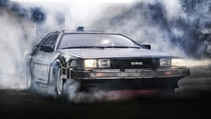 Time Traveling De Lorean Smokeand Light Wallpaper