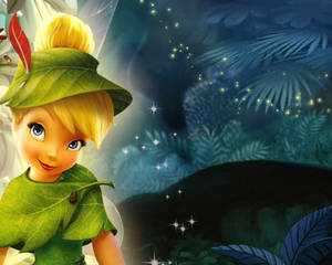 Tinkerbell In Green Leaf Clothing Wallpaper