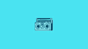 Tiny Old School Blue Boombox Wallpaper