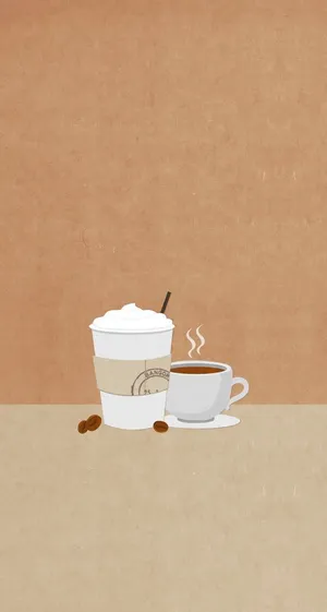 To-go Cup And Coffee Aesthetic Wallpaper