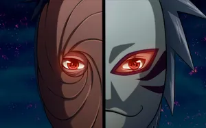 Tobi Naruto Kakashi In Mask Split-screen Wallpaper