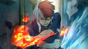 Todoroki Unleashes His Powers Wallpaper