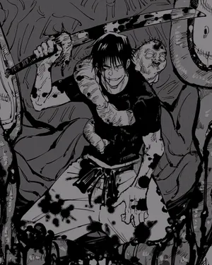 Toji Fushiguro Posing Fiercely On A Striking Background Wallpaper