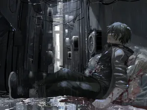 Tokyo Ghoul Ken Kaneki Sad Boy Cartoon Wallpaper