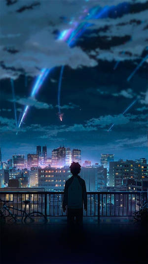 Tokyo Skyline Kimi No Na Wa Phone Wallpaper