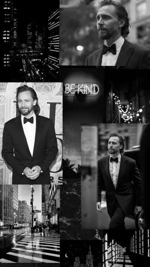 Tom Hiddleston Black And White Collage Wallpaper