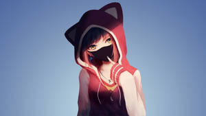 Tomboy Anime Girl In Cat Hoodie Wallpaper