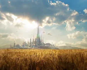 Tomorrowland Movie City In The Field Wallpaper